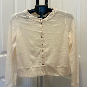 Free People Cream Button-Up Cropped Cardigan